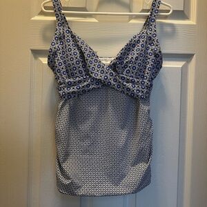 Lands End tankini top. Blue and white. Size 8